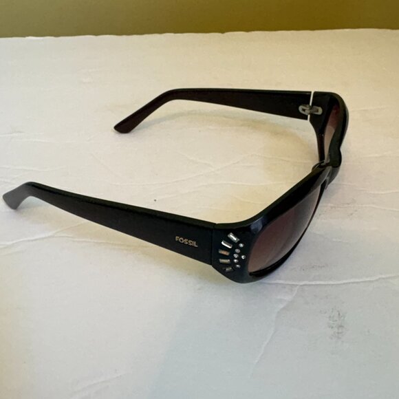 Fossil Women's Rectangle Sunglasses Dark Brown Frames - Picture 5 of 7